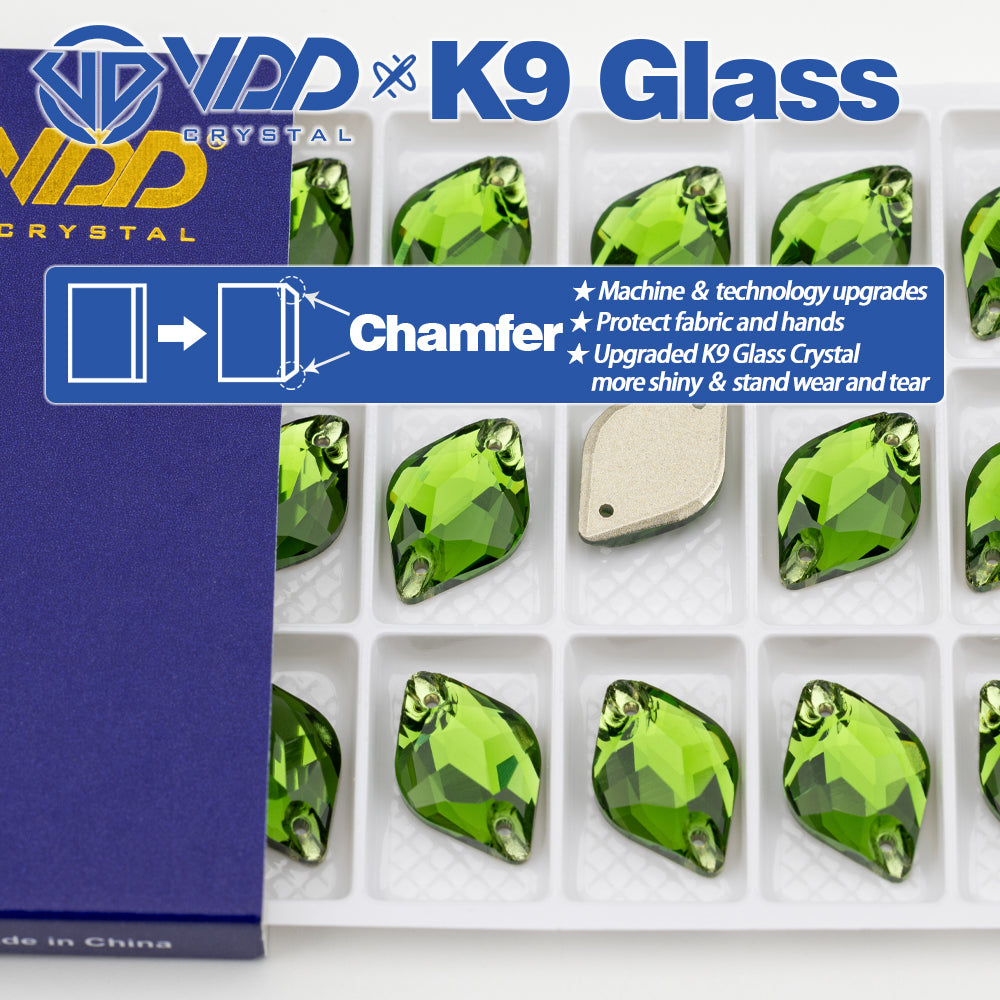VDD S113 Fern Green Lemon Top Quality K9 Glass Sew on Rhinestones Crystal Flatback Sewing Stones for Clothes Decorations