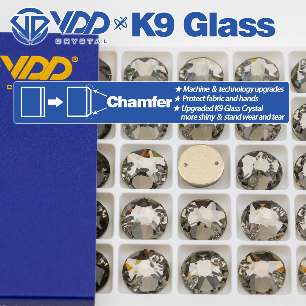 VDD S103 Black Diamond  8 Big 8 Small Top Quality K9 Glass Sew on Rhinestones Crystal Flatback Sewing Stones for Clothes Decorations