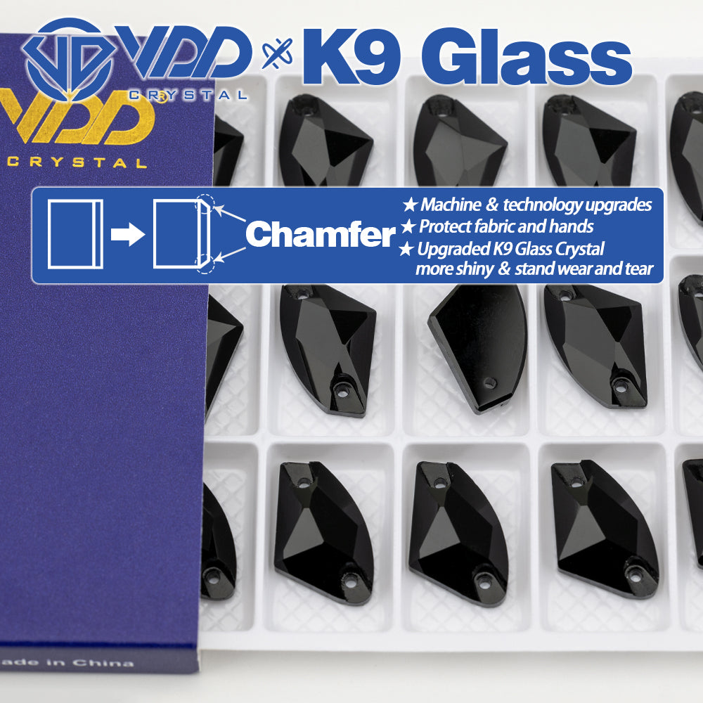 VDD S102 Jet Galactic Top Quality K9 Glass Sew on Rhinestones Crystal Flatback Sewing Stones for Clothes Decorations