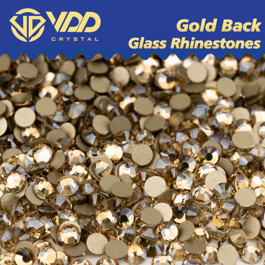 VDD 058 Golden Shadow High Quality Glass Rhinestones Crystal Gold Flatback Strass Stones For Nail Art Crafts DIY Decorations