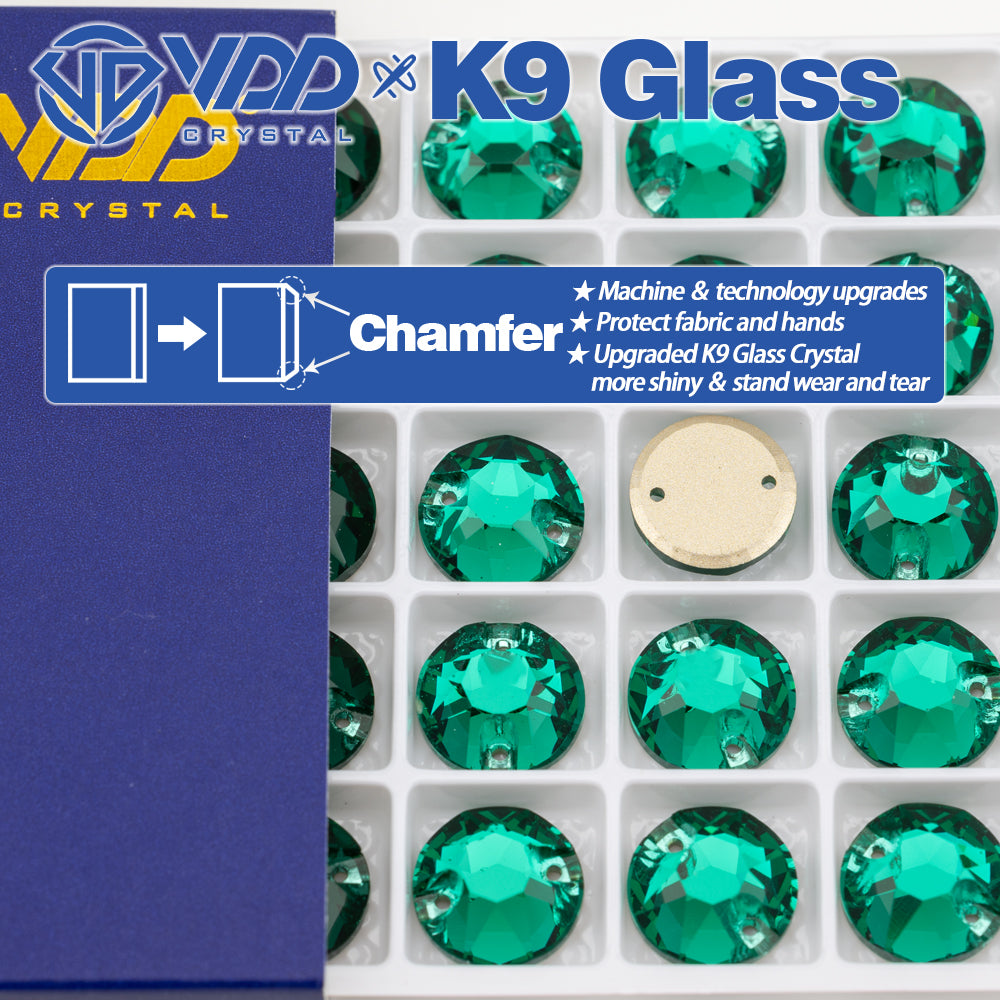 VDD S114 Green Zircon 8 Big 8 Small Top Quality K9 Glass Sew on Rhinestones Crystal Flatback Sewing Stones for Clothes Decorations