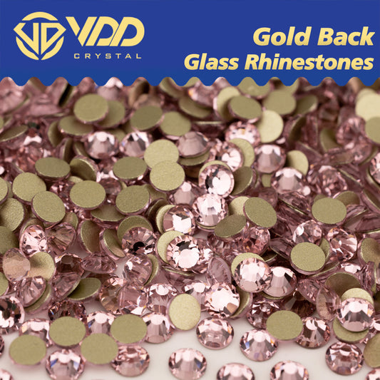 VDD 040 Light Rose High Quality Glass Rhinestones Crystal Gold Flatback Strass Stones For Nail Art Crafts DIY Decorations
