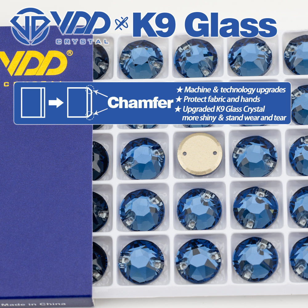 VDD S119 Montana 8 Big 8 Small Top Quality K9 Glass Sew on Rhinestones Crystal Flatback Sewing Stones for Clothes Decorations