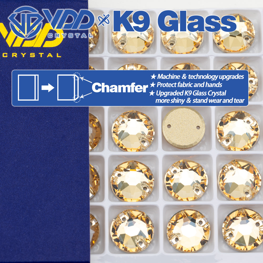 VDD S257 Golden Shadow 8 Big 8 Small Top Quality K9 Glass Sew on Rhinestones Crystal Flatback Sewing Stones for Clothes Decorations
