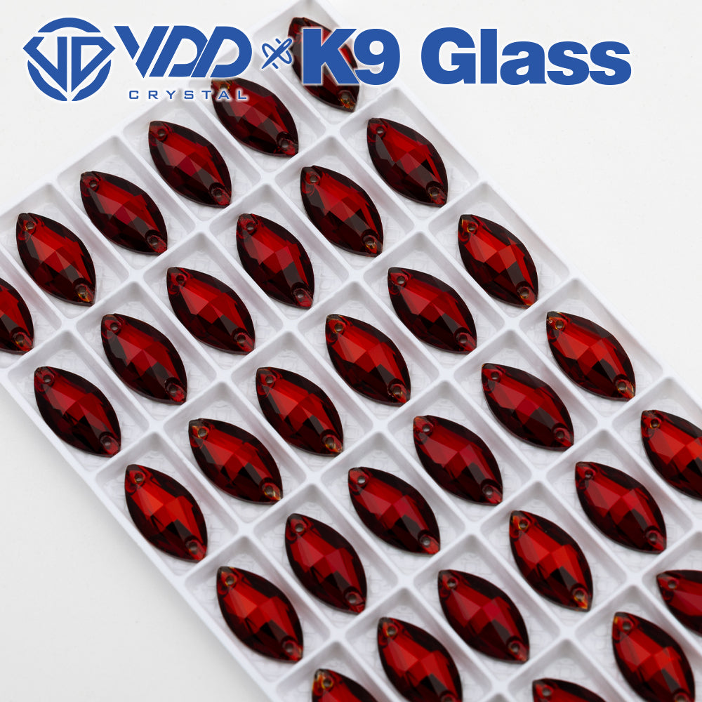 VDD S110 Garnet Navette Top Quality K9 Glass Sew on Rhinestones Crystal Flatback Sewing Strass Stones for Garment Decorations
