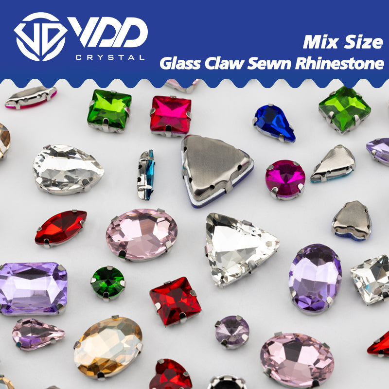 VDD  Lt. Mix Color Multi Shape  K9 Glass Sew On Rhinestones High Quality AAAAA Crystal Flatback Sewing Strass Stones