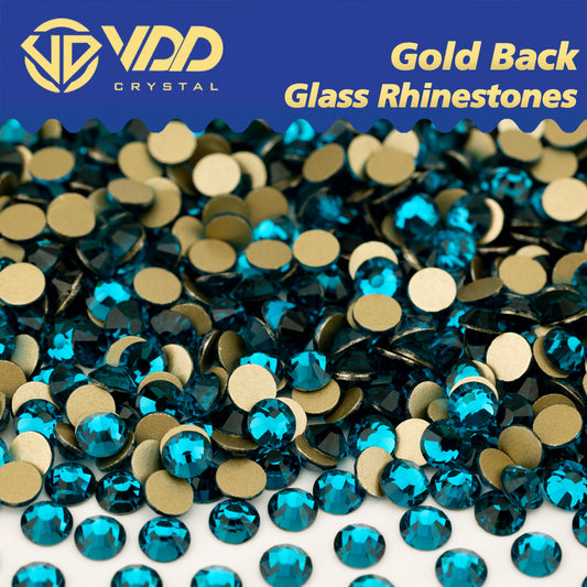 VDD  025 Indicolite High Quality Glass Rhinestones Crystal Gold Flatback Strass Stones For Nail Art Crafts DIY Decorations