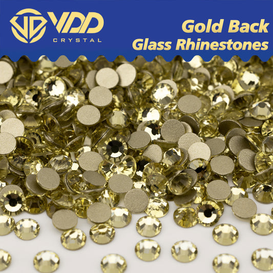 VDD  004 Jonquil SS4-SS20 High Quality Glass Rhinestones Crystal Gold Flatback Strass Stones For Nail Art Crafts DIY Decorations