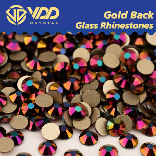 VDD 070 Magic Rose High Quality Glass Rhinestones Crystal Gold Flatback Strass Stones For Nail Art Crafts DIY Decorations