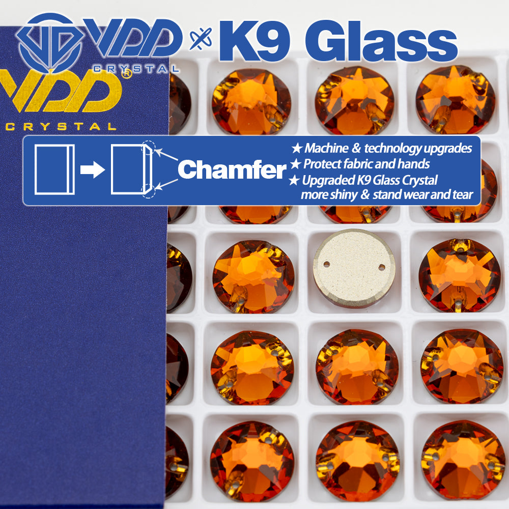 VDD S107 Coffee 8 Big 8 Small Top Quality K9 Glass Sew on Rhinestones Crystal Flatback Sewing Stones for Clothes Decorations