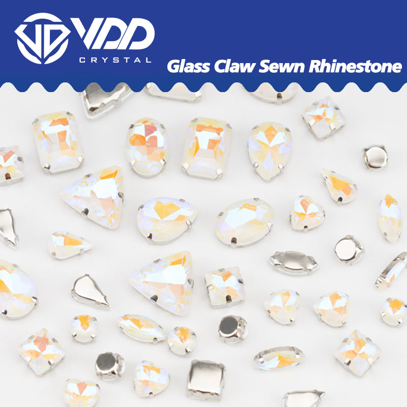 VDD  Mocha White Multi Shape Mix Size Glass Sew on Rhinestones Crystal Flatback Stones For DIY Shoes Accessories
