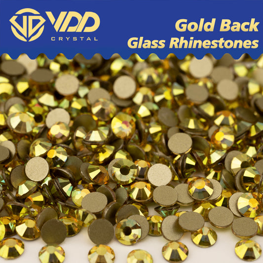 VDD 125 Sun Shine High Quality Glass Rhinestones Crystal Gold Flatback Strass Stones For Nail Art Crafts DIY Decorations