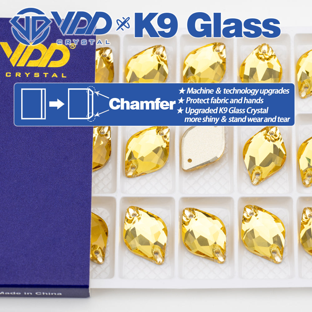 VDD S105 Sun.Topaz  Lemon Top Quality K9 Glass Sew on Rhinestones Crystal Flatback Sewing Stones for Clothes Decorations