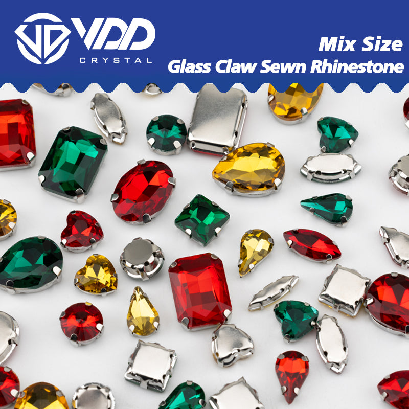 VDD Christmas Color Multi Shape K9 Glass Sew On Rhinestones High Quality AAAAA Crystal Flatback Sewing Strass Stones