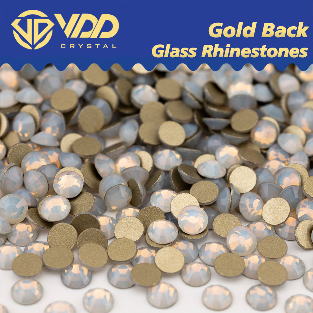 VDD 044 White Opal High Quality Glass Rhinestones Crystal Gold Flatback Strass Stones For Nail Art Crafts DIY Decorations