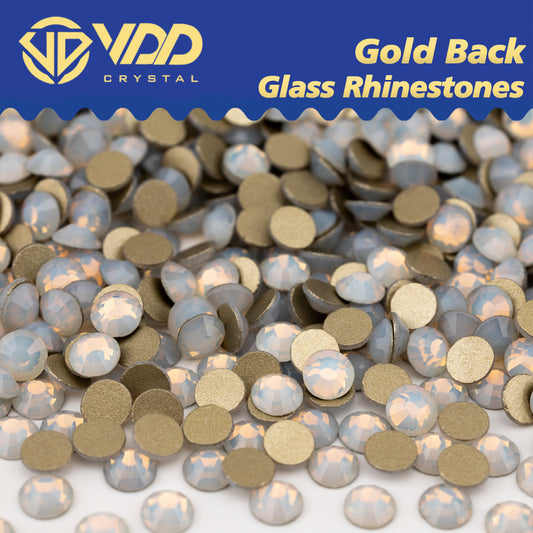 VDD 044 White Opal High Quality Glass Rhinestones Crystal Gold Flatback Strass Stones For Nail Art Crafts DIY Decorations