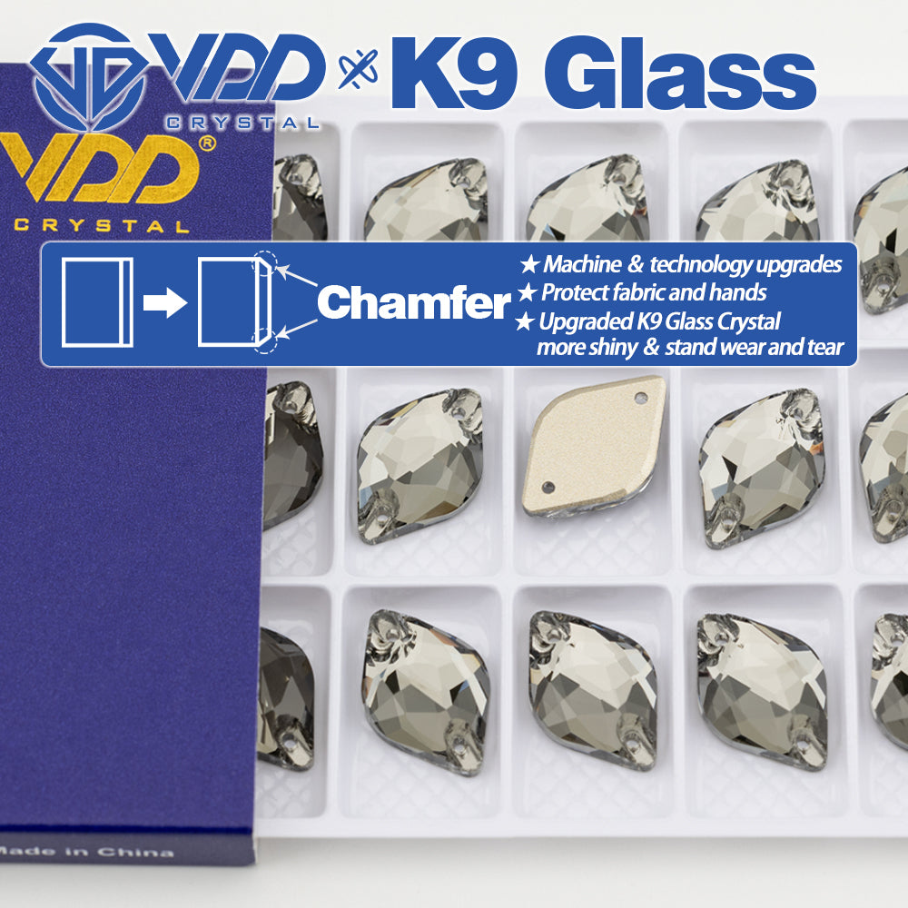 VDD S103 Black Diamond  Lemon Top Quality K9 Glass Sew on Rhinestones Crystal Flatback Sewing Stones for Clothes Decorations
