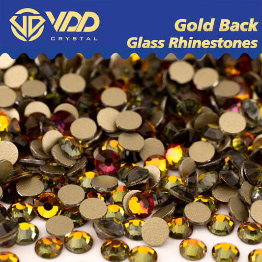 VDD 062 Volcano High Quality Glass Rhinestones Crystal Gold Flatback Strass Stones For Nail Art Crafts DIY Decorations