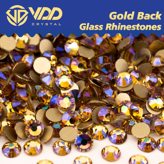 VDD  220 Autumn High Quality Glass Rhinestones Crystal Gold Flatback Strass Stones For Nail Art Crafts DIY Decorations