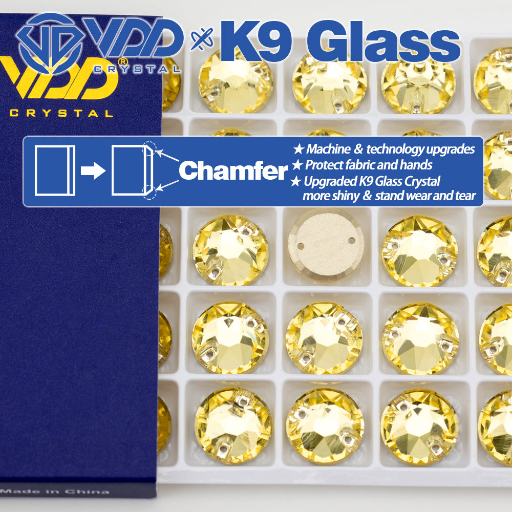VDD S104 Jonquil 8 Big 8 Small Top Quality K9 Glass Sew on Rhinestones Crystal Flatback Sewing Stones for Clothes Decorations