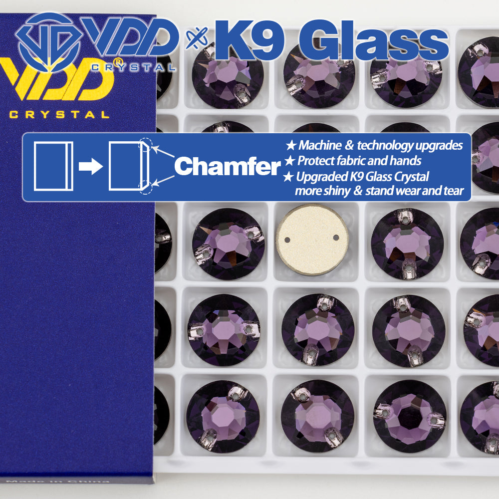 VDD S120 Tanzanite 8 Big 8 Small Top Quality K9 Glass Sew on Rhinestones Crystal Flatback Sewing Stones for Clothes Decorations