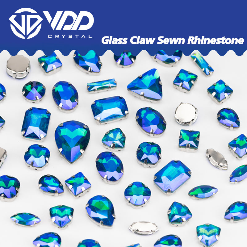 VDD Emerald AB Multi Shape Mix Size Glass Sew on Rhinestones Crystal Flatback Stones For DIY Shoes Accessories