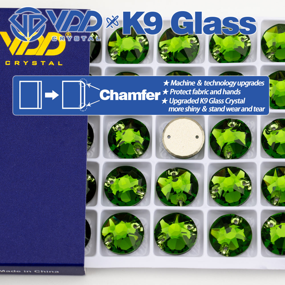 VDD S113 Fern Green 8 Big 8 Small Top Quality K9 Glass Sew on Rhinestones Crystal Flatback Sewing Stones for Clothes Decorations