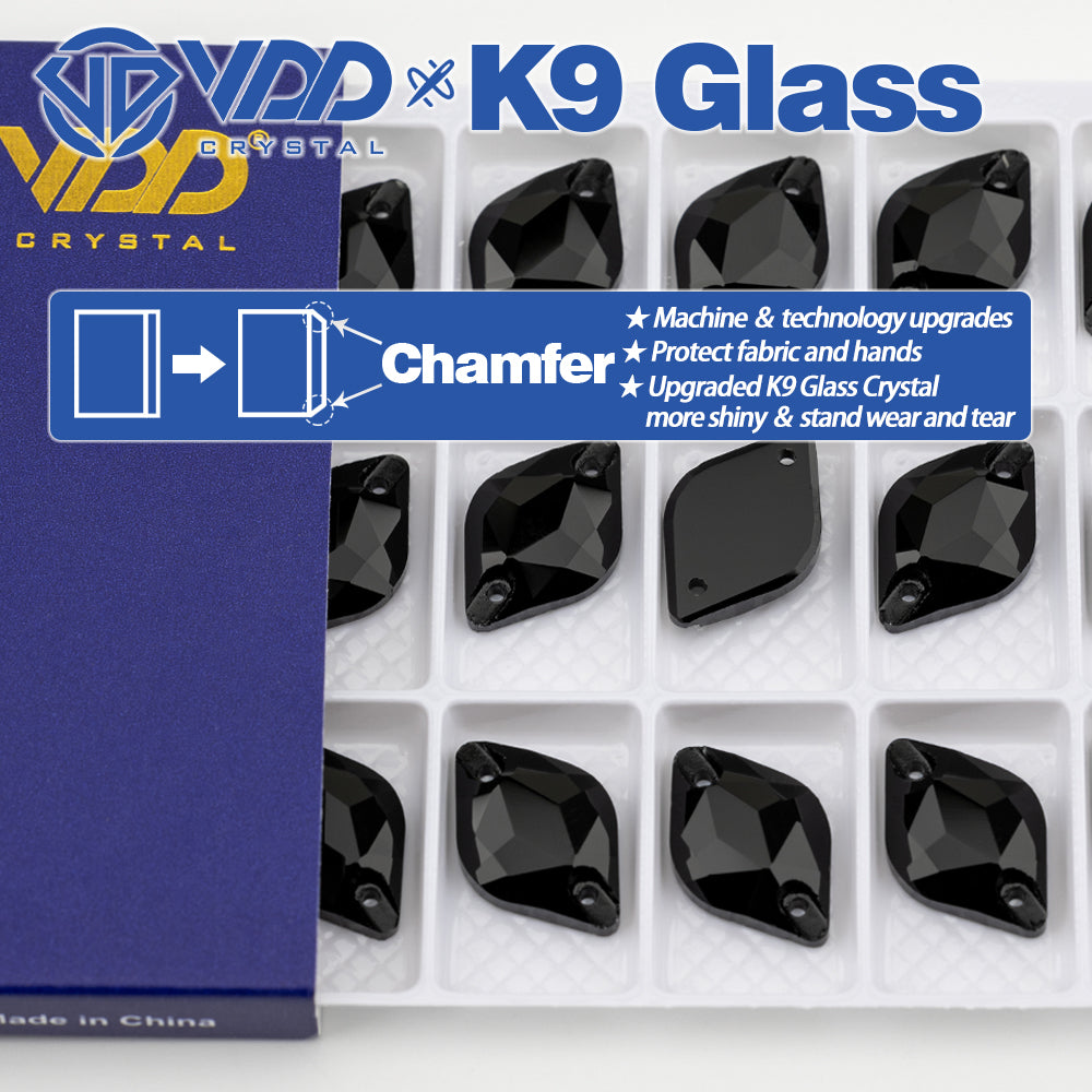 VDD S102 Jet  Lemon Top Quality K9 Glass Sew on Rhinestones Crystal Flatback Sewing Stones for Clothes Decorations