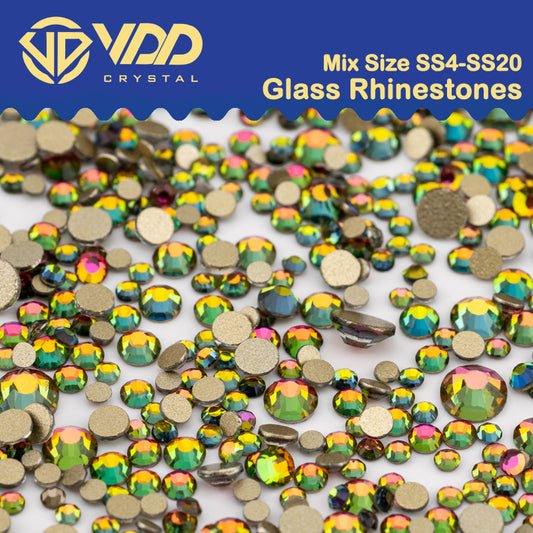 VDD 039 Vitrail Medium Mix Size SS4-SS20 Clear Crystal Rhinestones Non-hotfix Gold Flatback Glitter Stones Nail Art Crafts DIY Decorations