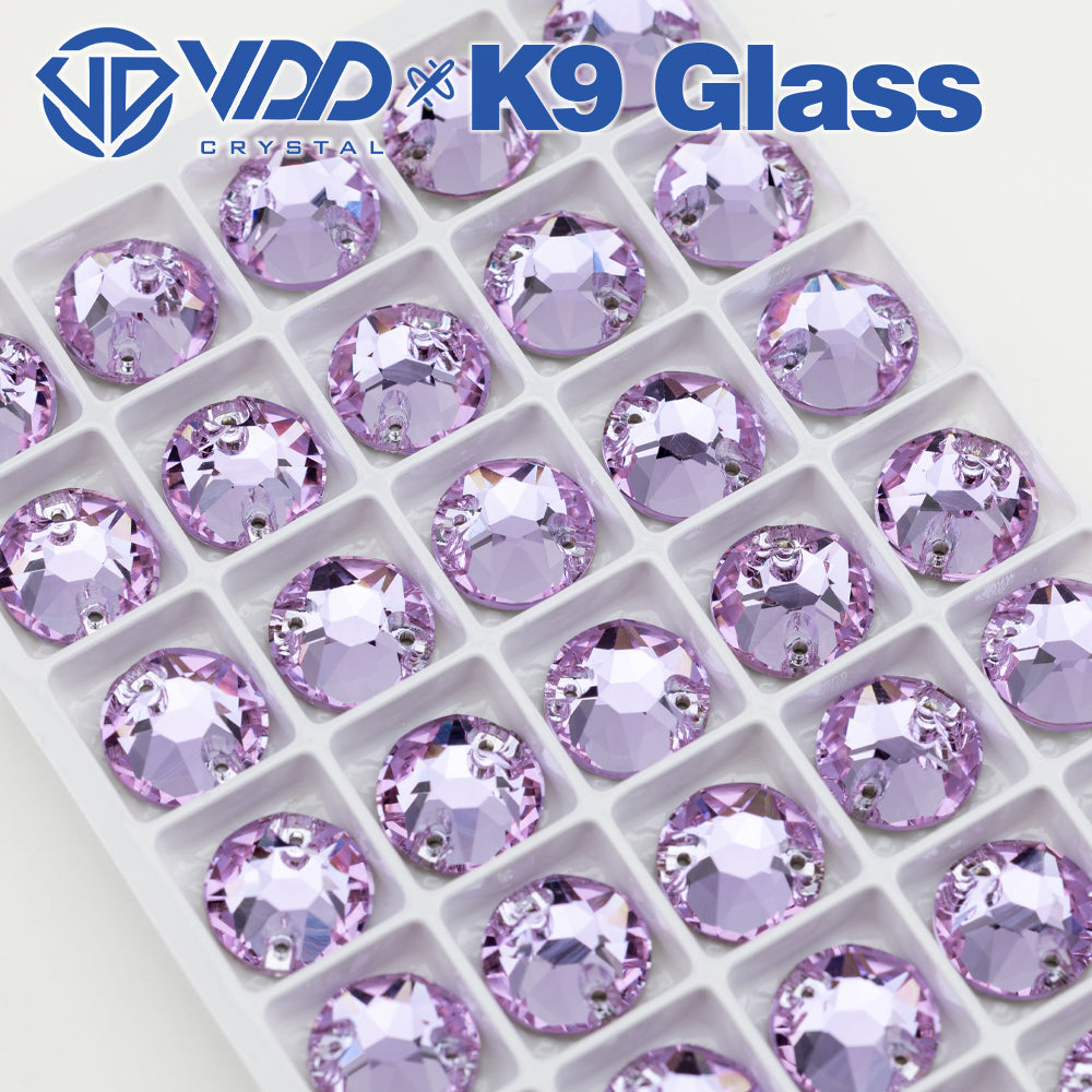 VDD S122 Violet 8 Big 8 Small Top Quality K9 Glass Sew on Rhinestones Crystal Flatback Sewing Stones for Clothes Decorations