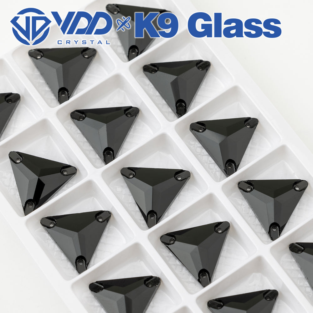 VDD S102 Jet Triangle Top Quality K9 Glass Sew on Rhinestones Crystal Flatback Sewing Stones for Clothes Decorations