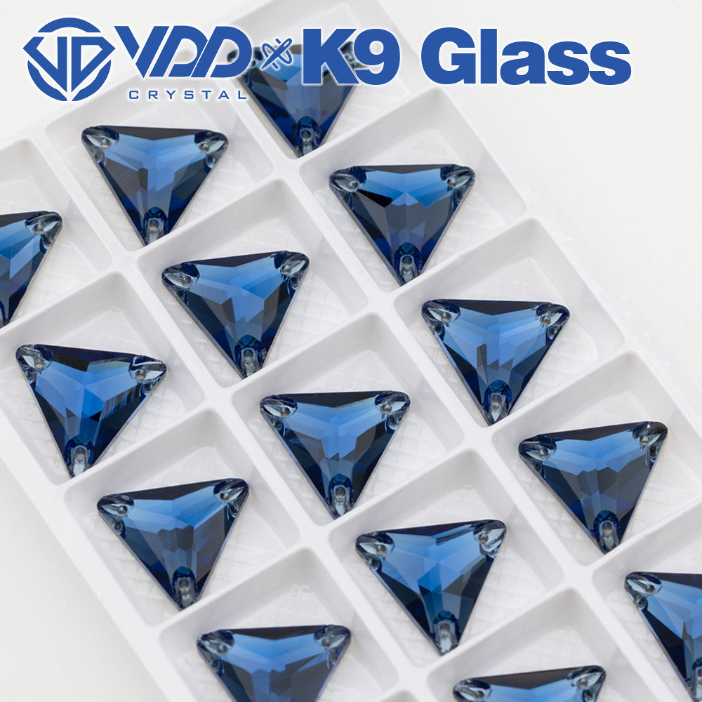 VDD S119 Montana Triangle Top Quality K9 Glass Sew on Rhinestones Crystal Flatback Sewing Stones for Clothes Decorations