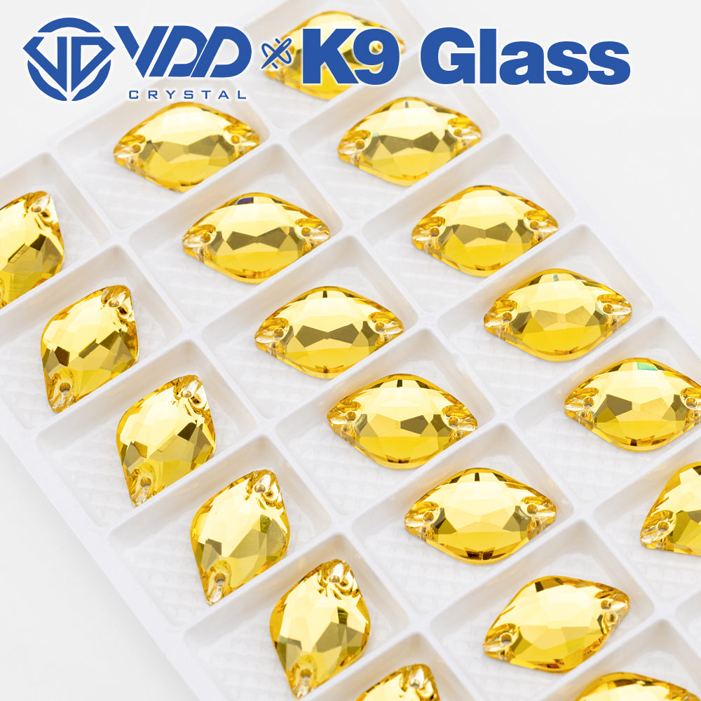 VDD S105 Sun.Topaz  Lemon Top Quality K9 Glass Sew on Rhinestones Crystal Flatback Sewing Stones for Clothes Decorations
