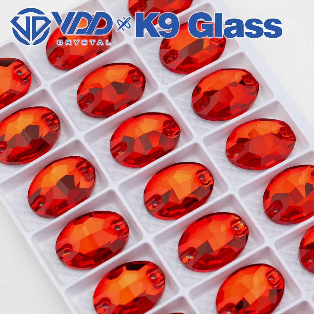 VDD S109 Siam Oval Top Quality K9 Glass Sew on Rhinestones Crystal Flatback Sewing Stones for Clothes Decorations