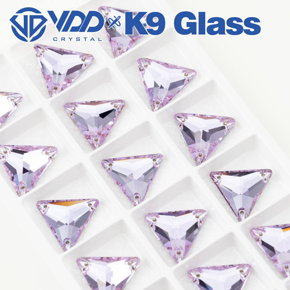 VDD S122 Violet Triangle Top Quality K9 Glass Sew on Rhinestones Crystal Flatback Sewing Stones for Clothes Decorations