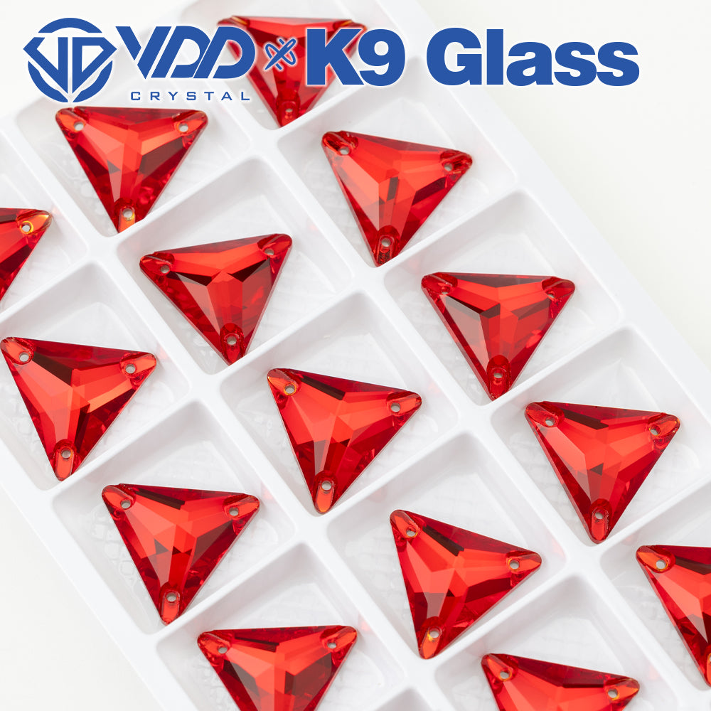 VDD S109 Siam Triangle Top Quality K9 Glass Sew on Rhinestones Crystal Flatback Sewing Stones for Clothes Decorations