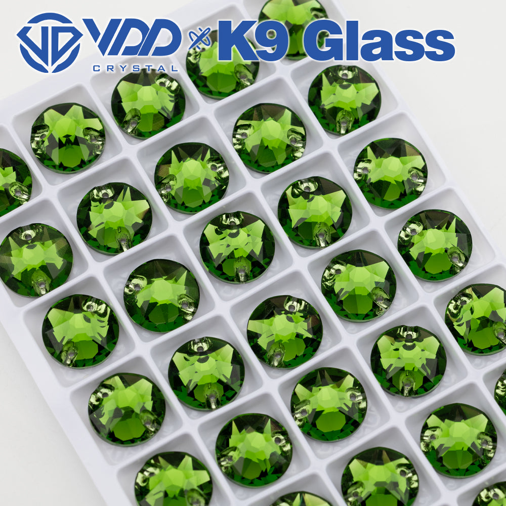 VDD S113 Fern Green 8 Big 8 Small Top Quality K9 Glass Sew on Rhinestones Crystal Flatback Sewing Stones for Clothes Decorations