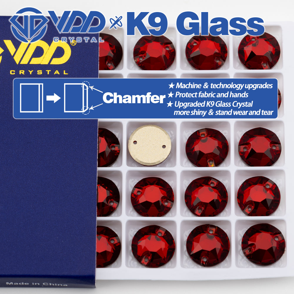 VDD S110 Garnet 8 Big 8 Small Top Quality K9 Glass Sew on Rhinestones Crystal Flatback Sewing Stones for Clothes Decorations
