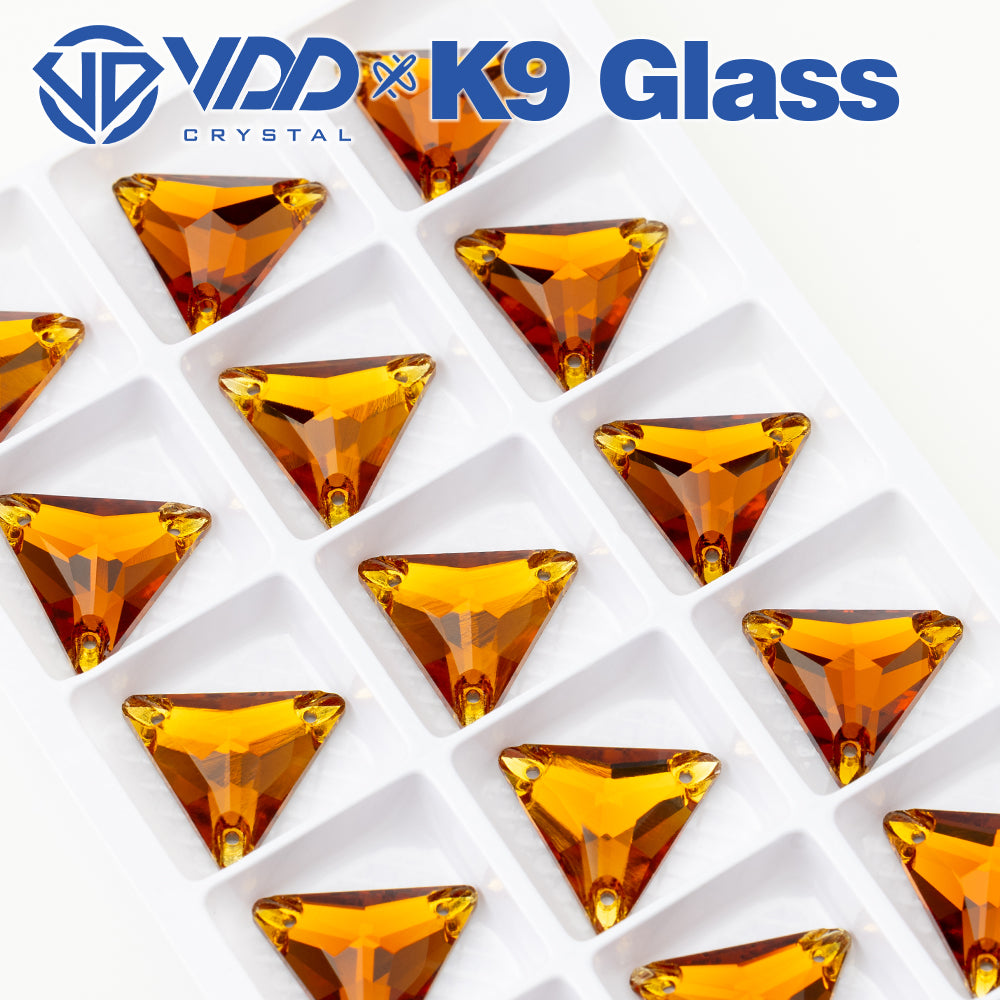 VDD S107 Coffee Triangle Top Quality K9 Glass Sew on Rhinestones Crystal Flatback Sewing Stones for Clothes Decorations