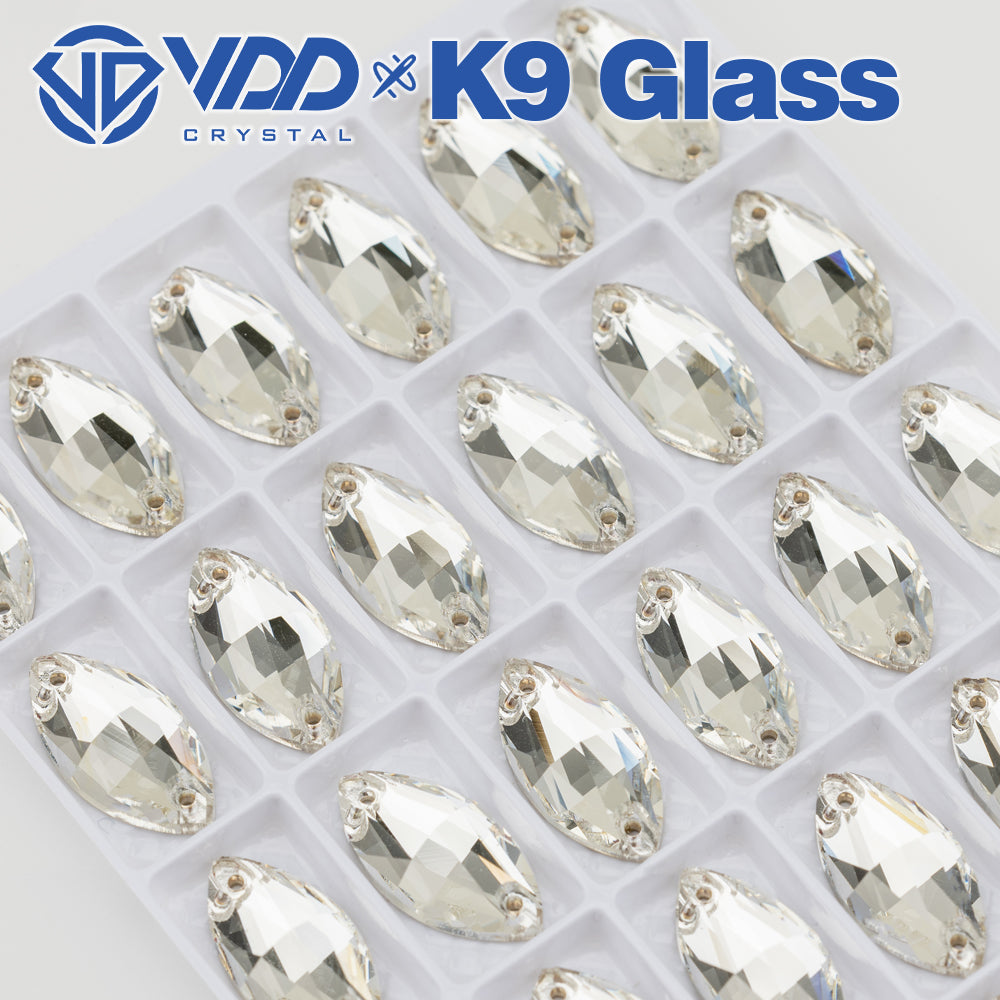 VDD S101 Crystal Navette Top Quality K9 Glass Sew on Rhinestones Crystal Flatback Sewing Strass Stones for Garment Decorations