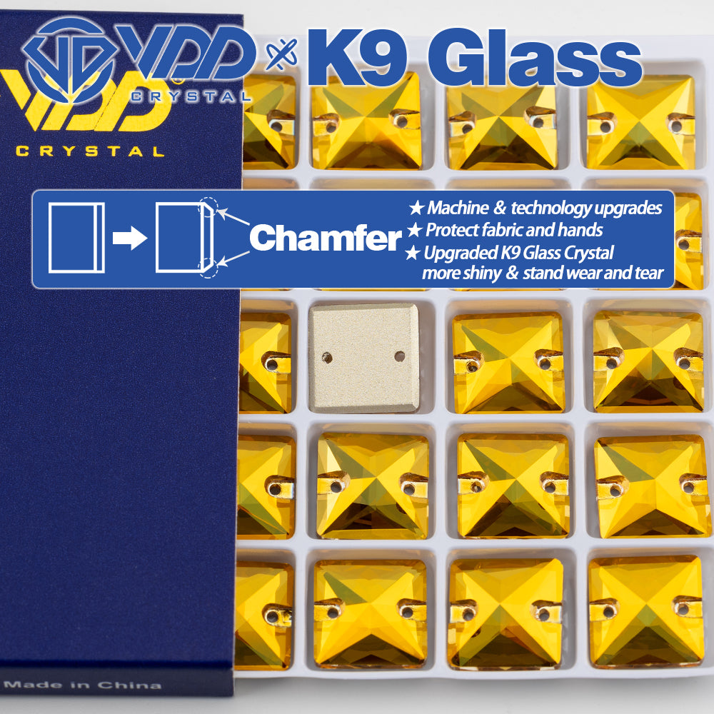VDD S258 Sunshine Square Top Quality K9 Glass Sew on Rhinestones Crystal Flatback Sewing Stones for Clothes Decorations