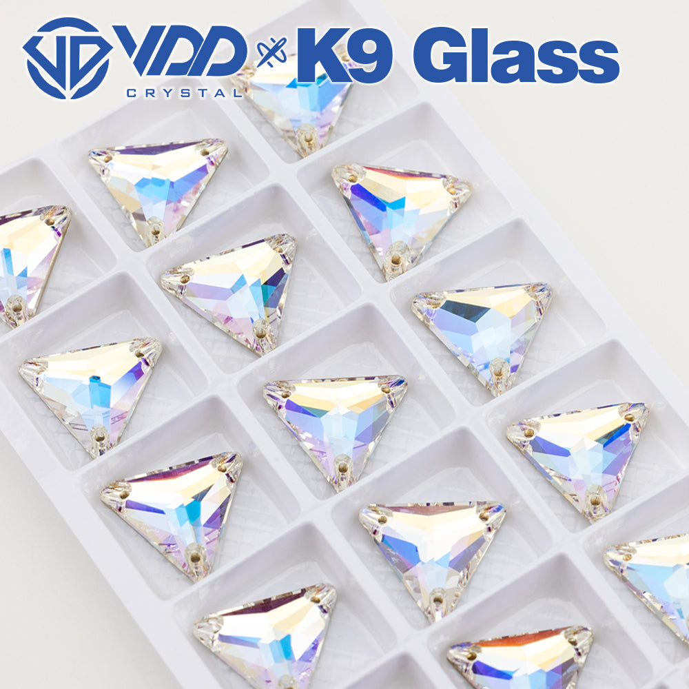 VDD S256 Moonlight Triangle Top Quality K9 Glass Sew on Rhinestones Crystal Flatback Sewing Stones for Clothes Decorations