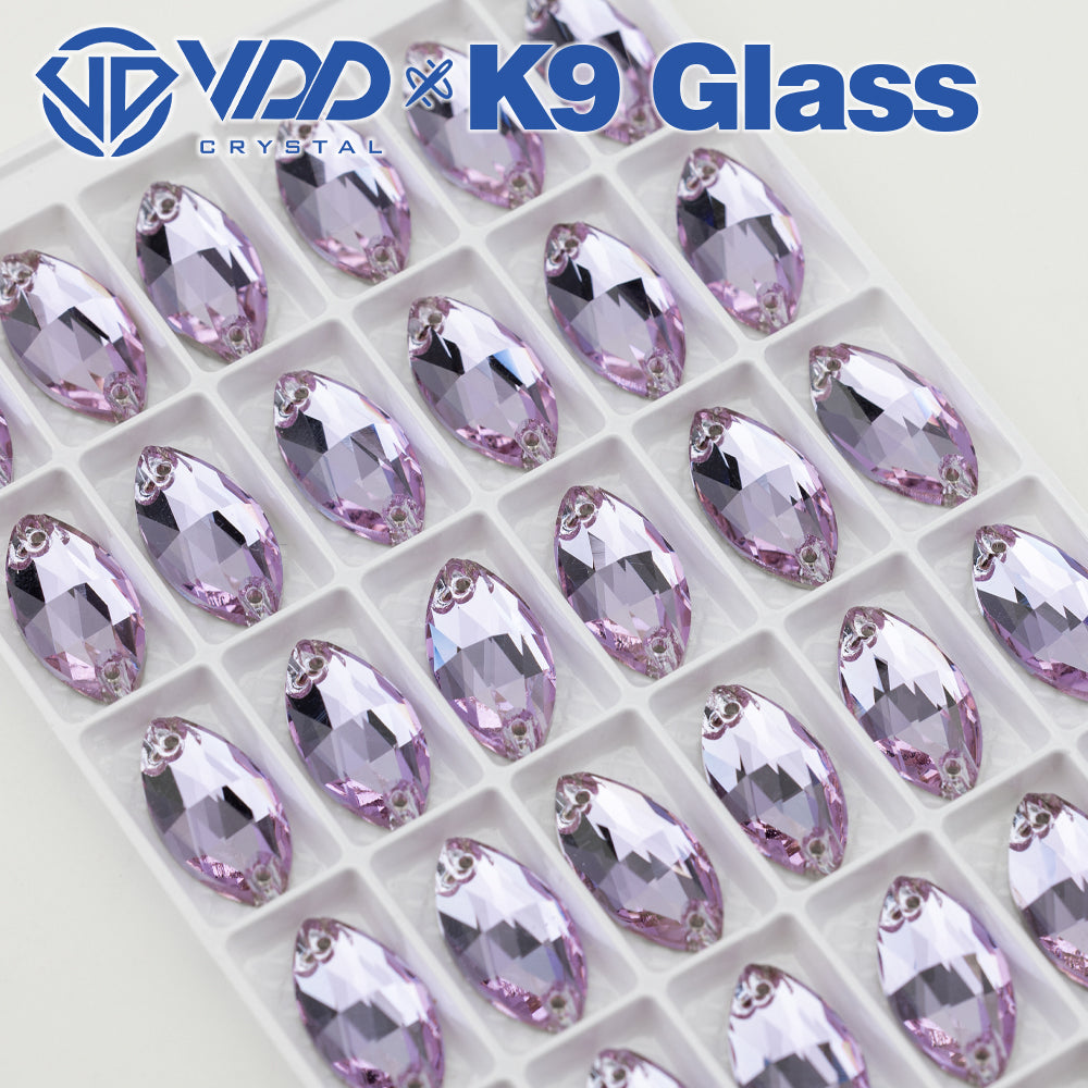 VDD S122 Violet Navette Top Quality K9 Glass Sew on Rhinestones Crystal Flatback Sewing Strass Stones for Garment Decorations