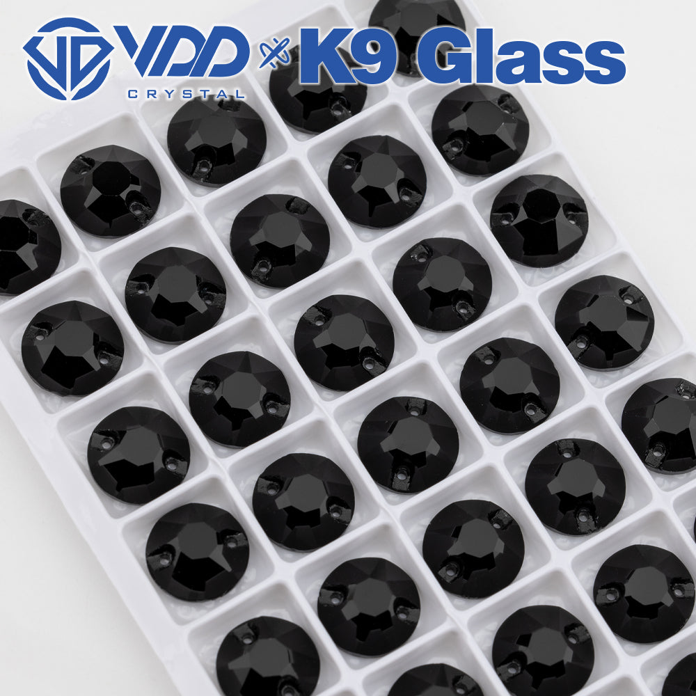 VDD S102 Jet  8 Big 8 Small Top Quality K9 Glass Sew on Rhinestones Crystal Flatback Sewing Stones for Clothes Decorations