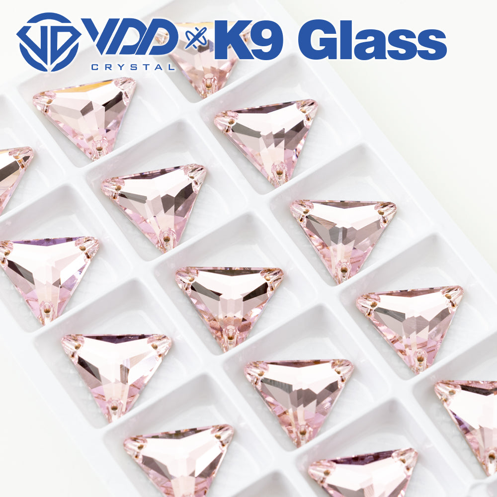 VDD S121 Light Rose Triangle Top Quality K9 Glass Sew on Rhinestones Crystal Flatback Sewing Stones for Clothes Decorations