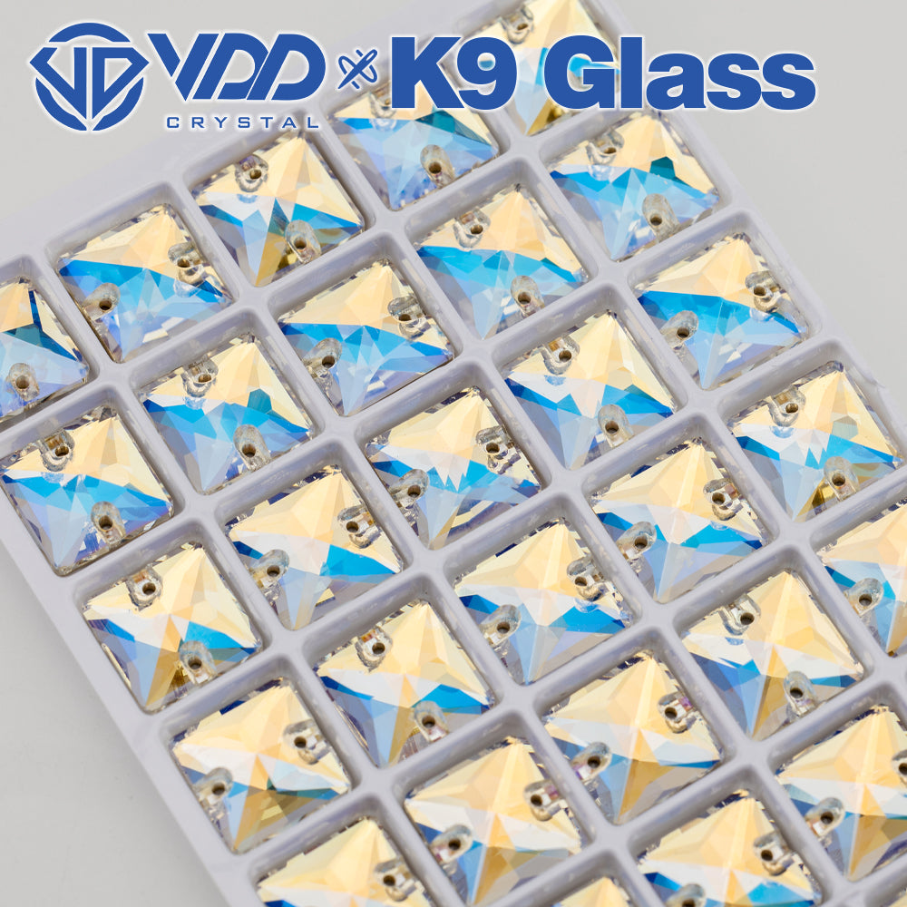 VDD S256 Moonlight  Square Top Quality K9 Glass Sew on Rhinestones Crystal Flatback Sewing Stones for Clothes Decorations