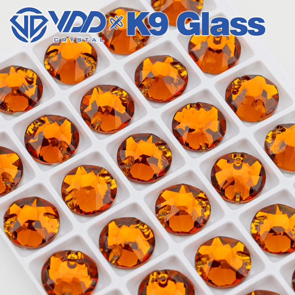 VDD S107 Coffee 8 Big 8 Small Top Quality K9 Glass Sew on Rhinestones Crystal Flatback Sewing Stones for Clothes Decorations