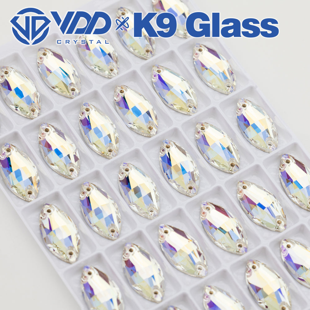 VDD S256 Moonlight Navette Top Quality K9 Glass Sew on Rhinestones Crystal Flatback Sewing Strass Stones for Garment Decorations