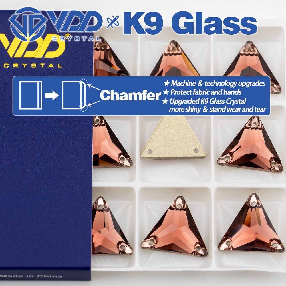 VDD S111 Wine Triangle Top Quality K9 Glass Sew on Rhinestones Crystal Flatback Sewing Stones for Clothes Decorations