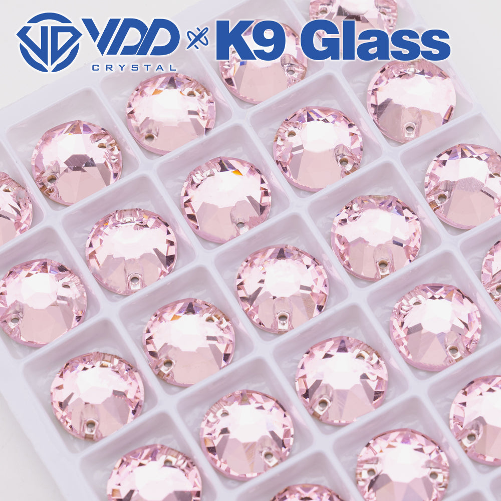 VDD S121 Light Rose 8 Big 8 Small Top Quality K9 Glass Sew on Rhinestones Crystal Flatback Sewing Stones for Clothes Decorations